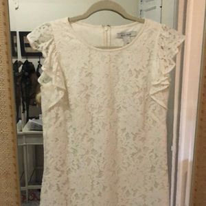White House black market lace white shift dress